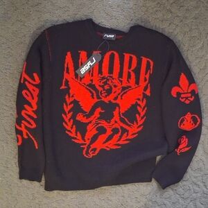 NWT Ryse amore cupid LOVE red and black double sided knitted pullover